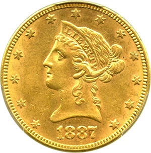 image for: 1887 $10 PCGS/CAC MS62