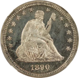 image for: 1890 25c NGC Proof 65 - Great Type Coin