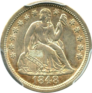 image for: 1848 10c PCGS/CAC AU55