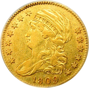 image for: 1809/8 $5 PCGS/CAC VF35 - Great Early Half Eagle