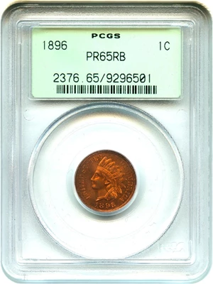 image for: 1896 1c PCGS Proof 65 RB OGH - Gorgeous Gem Proof