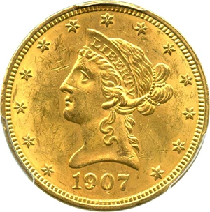 image for: 1907 Liberty $10 PCGS MS62+