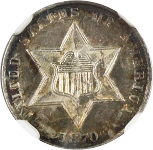 image for: 1870 3cS NGC Proof 63 - Pretty Toning