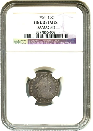 image for: 1796 10c NGC Genuine Fine Details (Damaged) Affordable Rare Date