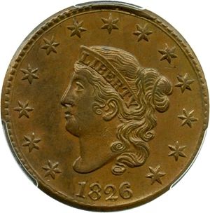 image for: 1826 1c PCGS/CAC AU58 - Scarce Date