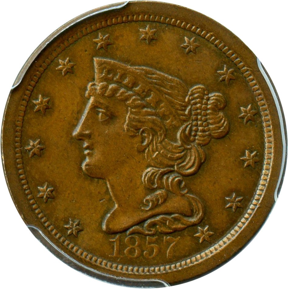 image for: 1857 1/2c PCGS/CAC MS64 BN - Great Type Coin