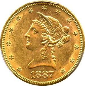 image for: 1887-S $10 PCGS/CAC MS62