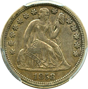image for: 1858 10c PCGS XF45