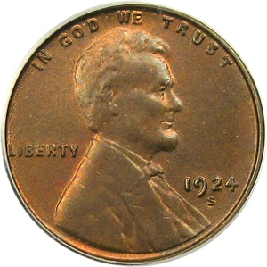 image for: 1924-S 1c PCGS MS65 RB - Key Date in High Grade