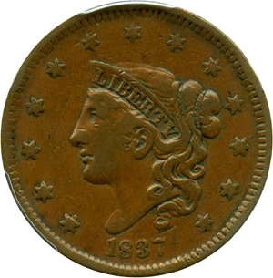 image for: 1837 1c PCGS VF30 (Head of 1838)