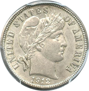 image for: 1912-D 10c PCGS MS61