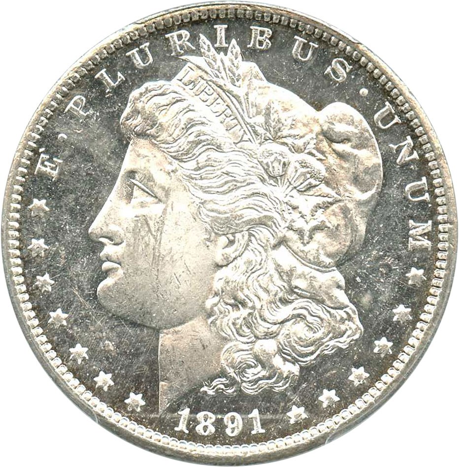 image for: 1891-CC $1 PCGS MS62 DMPL - Desirable Carson City with Deep Mirror Prooflike Surfaces