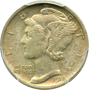image for: 1918-D 10c PCGS AU55