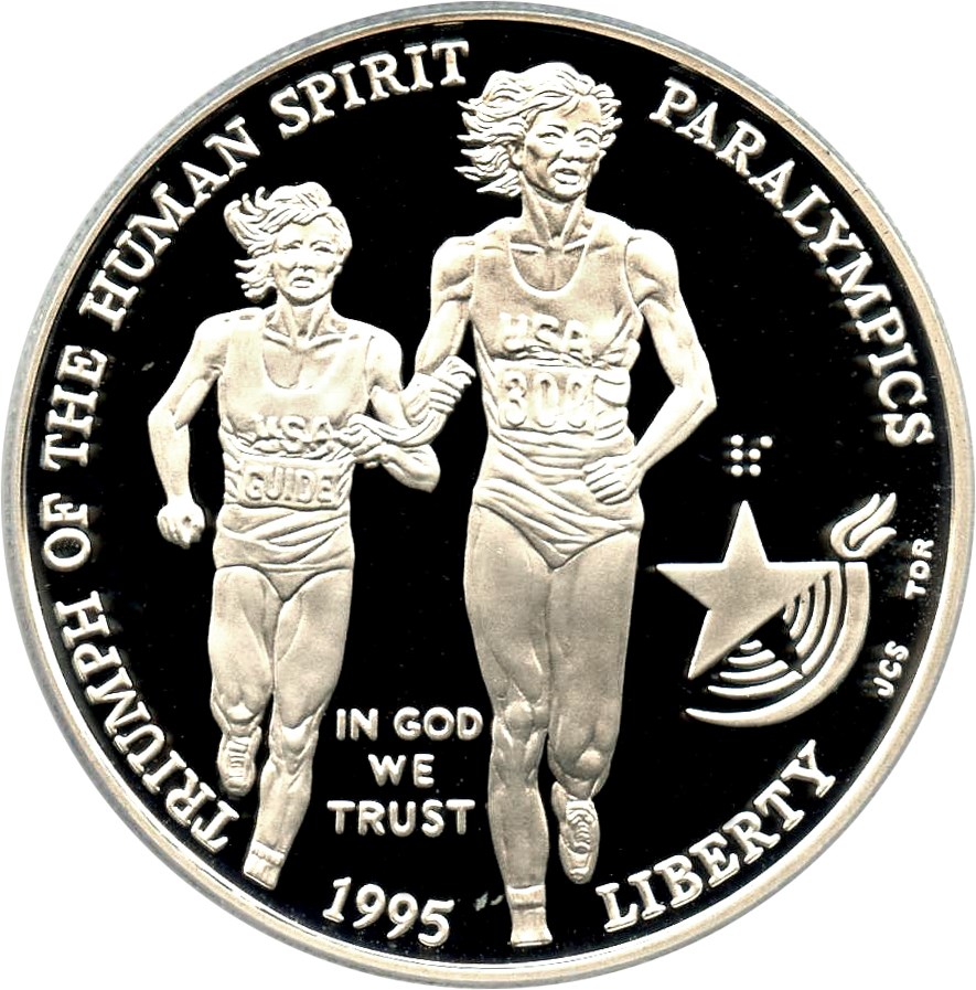 image for: 1995-P Paralympics Blind Runner $1 PCGS Proof 69 DCAM
