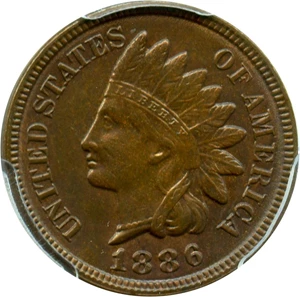 image for: 1886 1c PCGS/CAC MS62 BN (Type 2) Scarce Date & Variety Combination