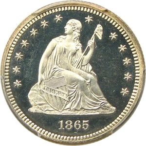 image for: 1865 25c PCGS Proof 65 CAM - Stunning Gem Proof