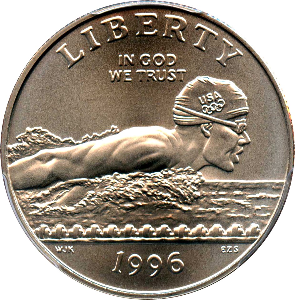 image for: 1996-S Olympic Swimming 50c PCGS MS69 