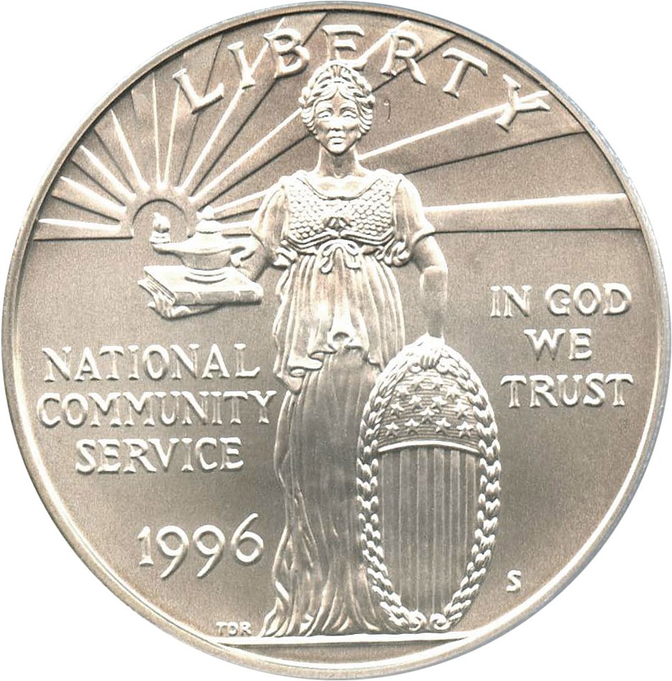 image for: 1996-S National Community Service $1 PCGS MS69 - No Reserve!