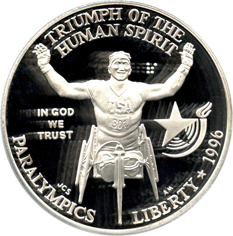 image for: 1996-P Paralympics Wheelchair $1 PCGS Proof 69 DCAM