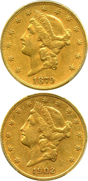 image for: Collector Lot of 1879-S, and 1902-S $20: All PCGS XF45 (2 Coins) No Reserve!