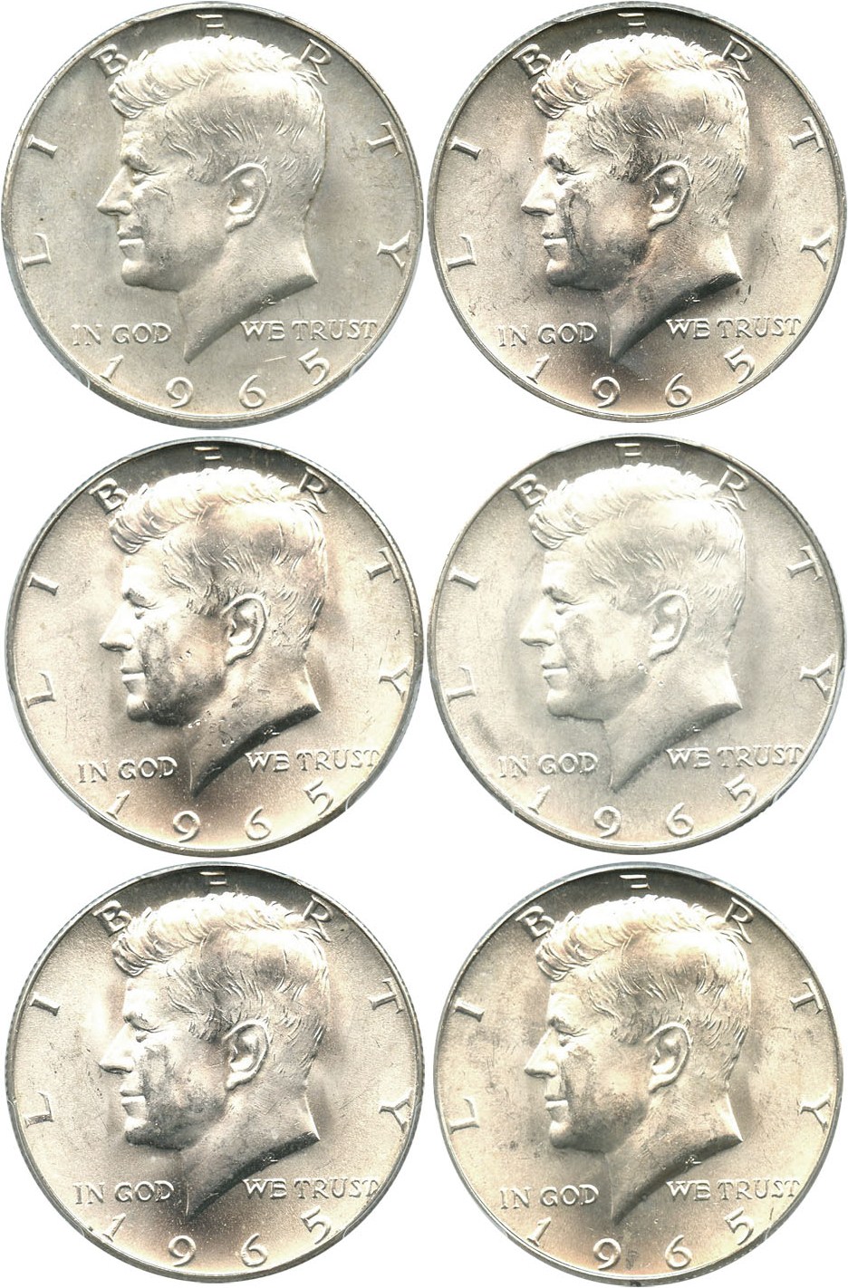 image for: Investor Lot of 1965 50c: All PCGS MS65 (6 Coins)