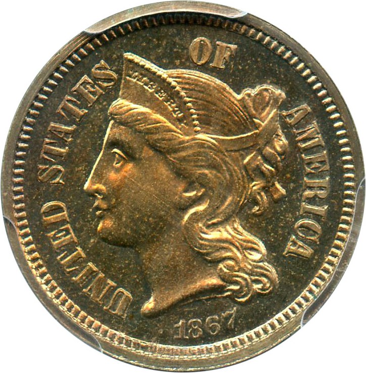 image for: 1867 3cN PCGS Proof 64 CAM