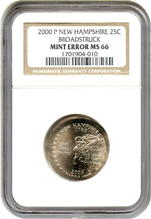 image for: 2000-P New Hampshire 25c NGC MS66 (Broadstruck)