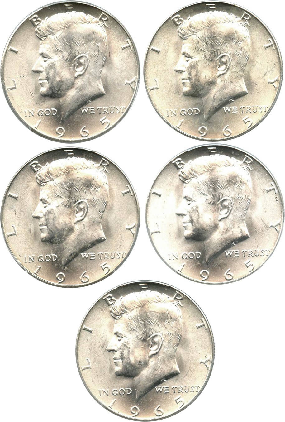 image for: Investor Lot of 1965 50c: All PCGS MS64 (5 Coins)