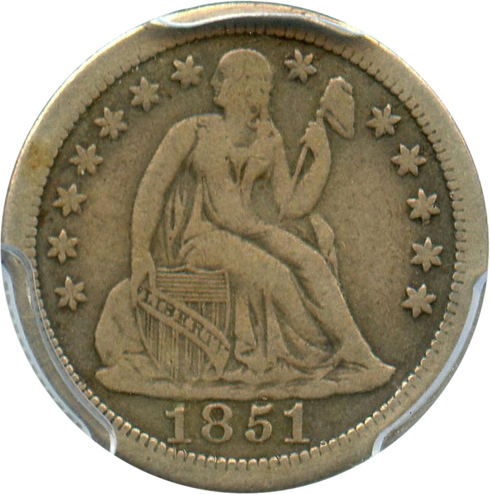 image for: 1851-O 10c PCGS/CAC F12