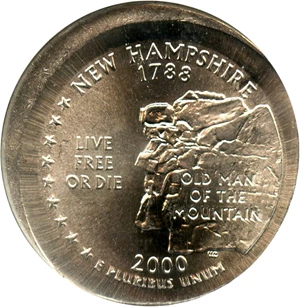 image for: 2000-P New Hampshire 25c NGC MS66 (Broadstruck)
