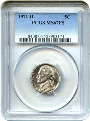 image for: 1971-D 5c PCGS MS67 FS