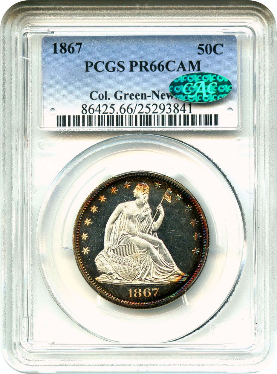 image for: 1867 50c PCGS/CAC Proof 66 CAM ex: Green-Newman - Monster Gem Proof