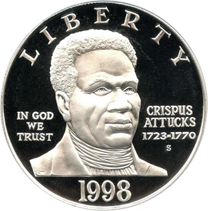 image for: 1998-S Black Patriots/Crispus Attucks $1 PCGS Proof 69 DCAM - No Reserve!