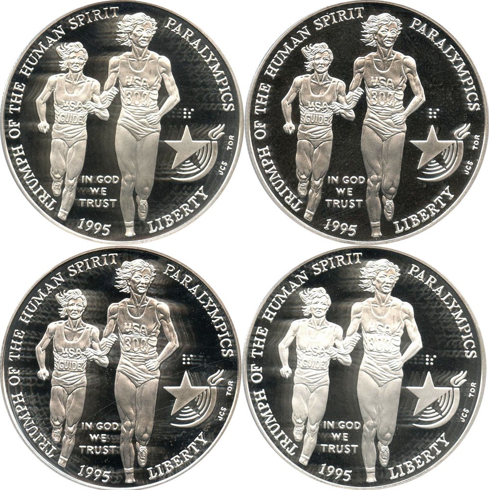 image for: Investor Lot of 1995-P Paralympics Blind Runner $1: All PCGS PR69 DCAM (4 Coins) - No Reserve!