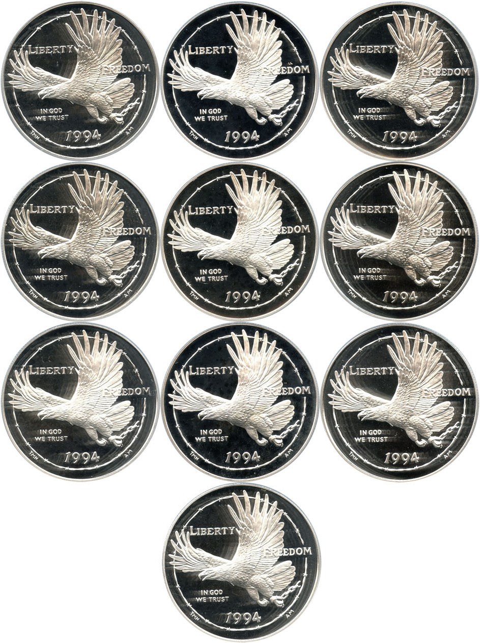 image for: Investor Lot of 1994-P Prisoner of War $1: All PCGS Proof 69 DCAM (10 Coins) - No Reserve!