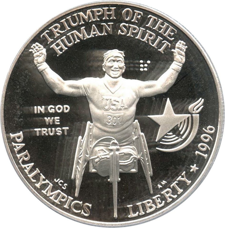 image for: 1996-P Paralympics Wheelchair $1 PCGS Proof 69 DCAM - No Reserve!