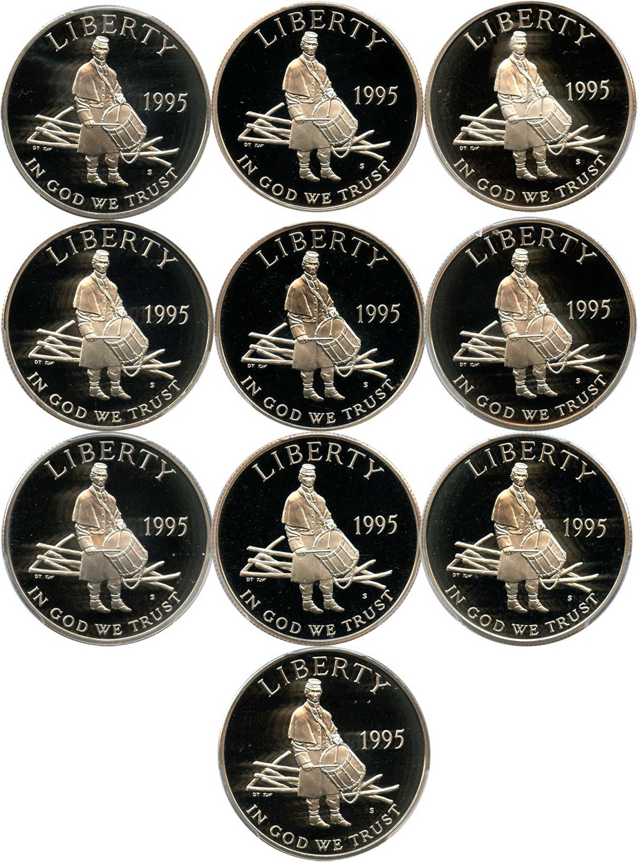image for: Investor Lot of 1995-S Civil War 50c: All PCGS Proof 69 DCAM (10 Coins) No Reserve!