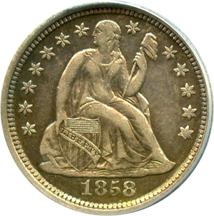 image for: 1858-O 10c ANACS AU50