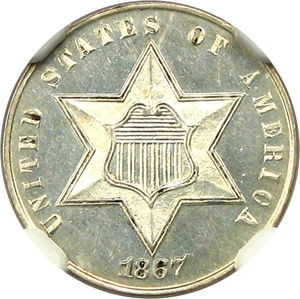 image for: 1867 3cS NGC Proof 64 - Low Mintage Proof
