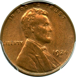 image for: 1924-D 1c PCGS/CAC MS64 RB - Mostly Red Key Date