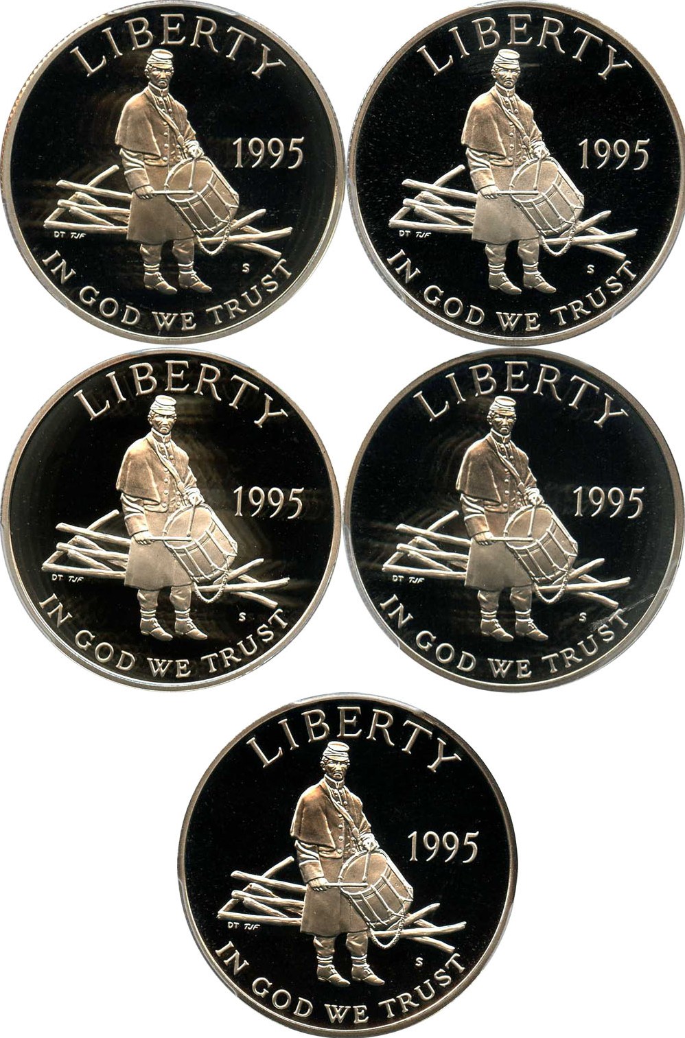 image for: Investor Lot of 1995-S Civil War 50c: All PCGS Proof 69 DCAM (5 Coins) - No Reserve!