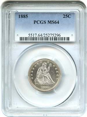 image for: 1885 25c PCGS MS64 - Low Mintage Date