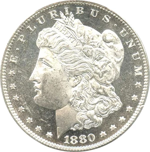 image for: 1880-O $1 PCGS MS63 PL (80/79) Scarce Variety