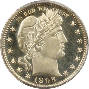 image for: 1893 25c PCGS Proof 65 CAM - No Reserve!