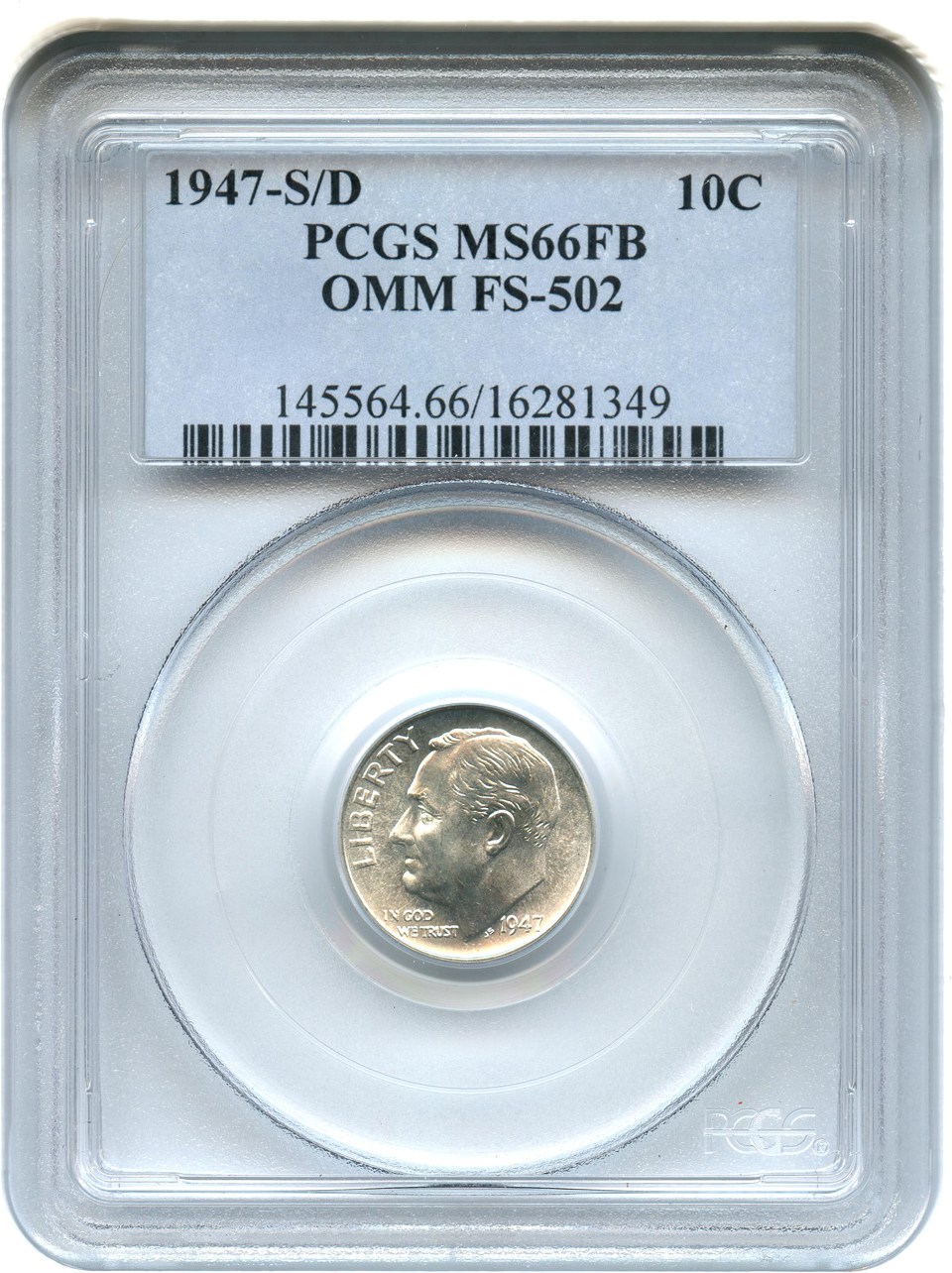 image for: 1947-S/D 10c PCGS MS66 FB (OMM, FS-502)
