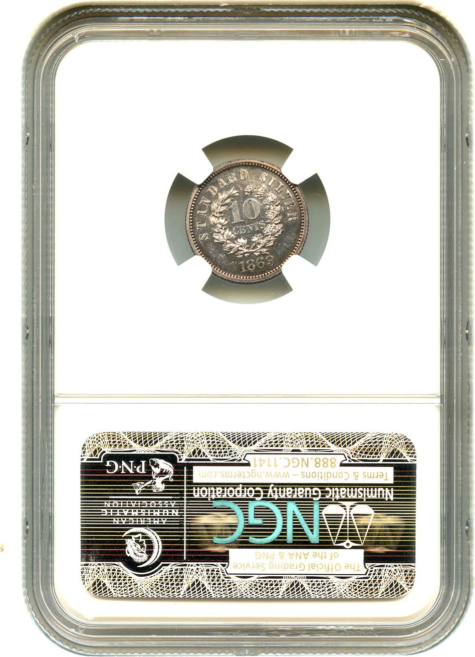 image for: 1869 Pattern 10c NGC Proof 64 (Judd-696)