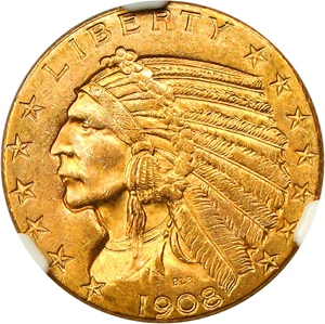 image for: 1908-D $5 NGC MS64