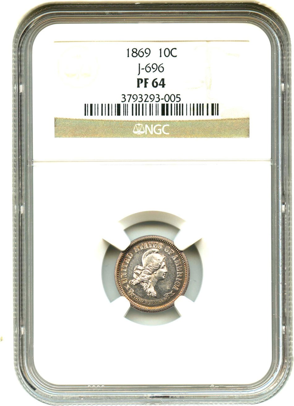 image for: 1869 Pattern 10c NGC Proof 64 (Judd-696)