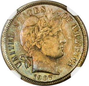 image for: 1907-O 10c NGC MS65 - Colorful Toning