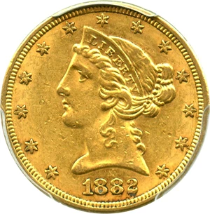 image for: 1882 $5 PCGS AU55 - No Reserve!